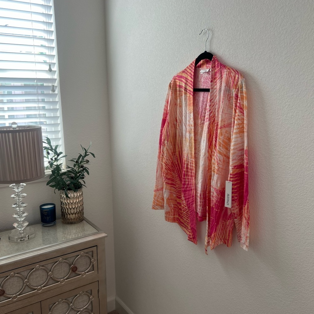 NEW Chico's Vibrant Multicolor light duster top - Picture 2 of 8